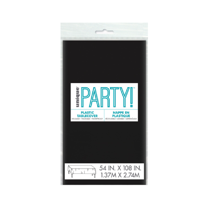 Black Unique Compact Packaging Plastic Tablecover Rectangle 137cm x 274cm (54" x 108")