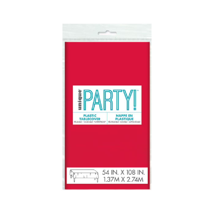 Ruby Red Unique Compact Packaging Plastic Tablecover Rectangle 137cm x 274cm (54" x 108")