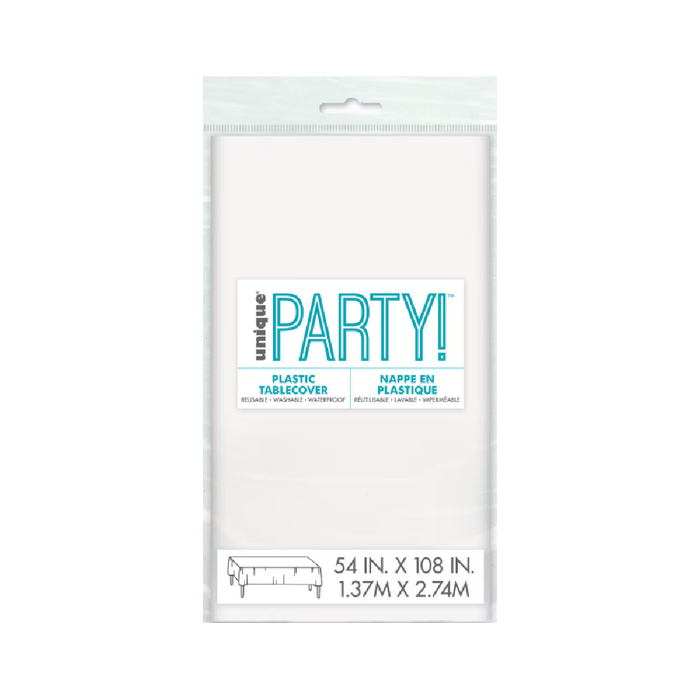 White Unique Compact Packaging Plastic Tablecover Rectangle 137cm x 274cm (54" x 108")