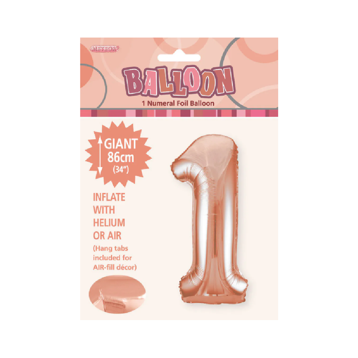 Rose Gold "1" Numeral Foil Balloon 86cm (34")