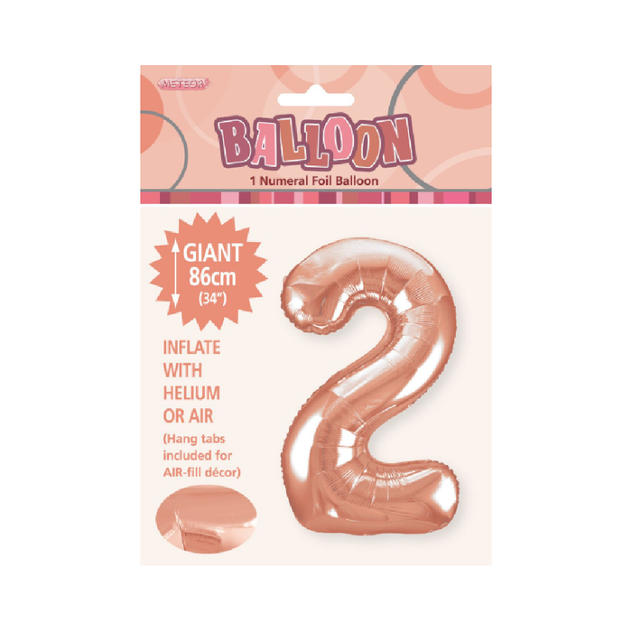 Rose Gold "2" Numeral Foil Balloon 86cm (34")