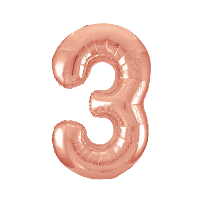 Rose Gold "3" Numeral Foil Balloon 86cm (34")
