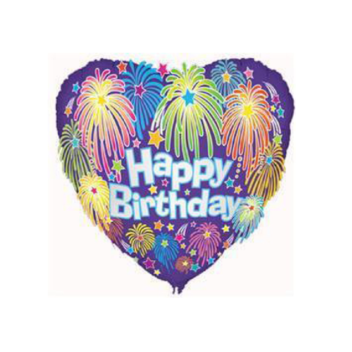Birthday Fireworks 45cm (18") Foil Balloon Packaged