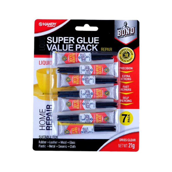 Glue Super Glue Value Pack 7pk 3g each (Dries Clear)
