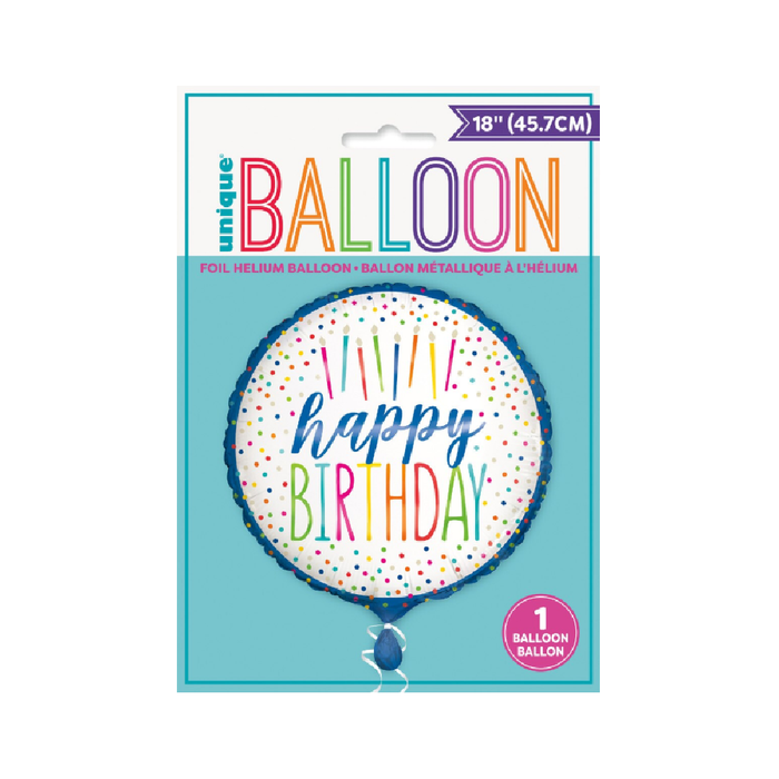 Silver Style Happy Birthday 45cm (18") Foil Balloon Packaged