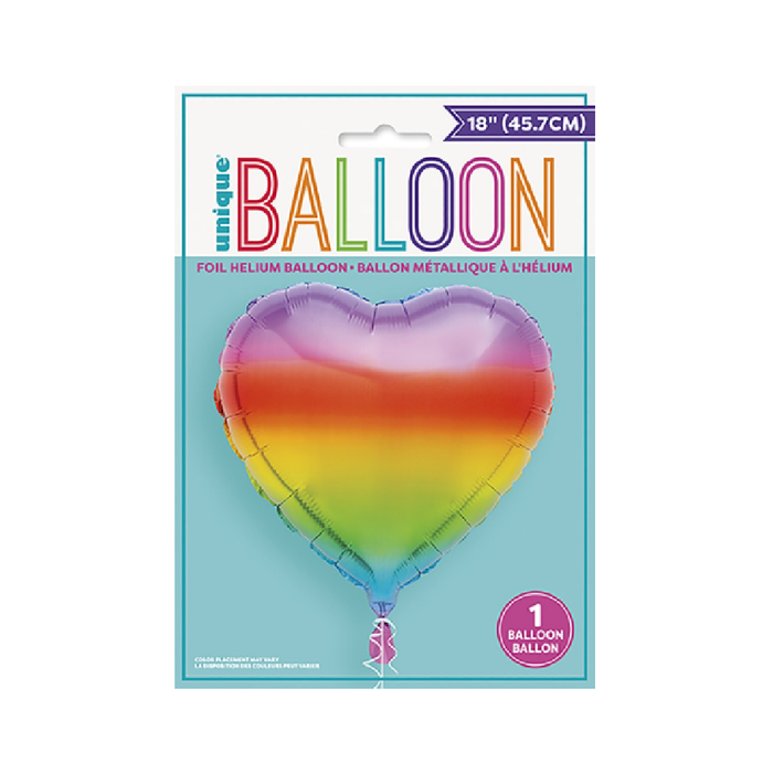 Gradient Rainbow Heart 45cm (18") Foil Balloon Packaged