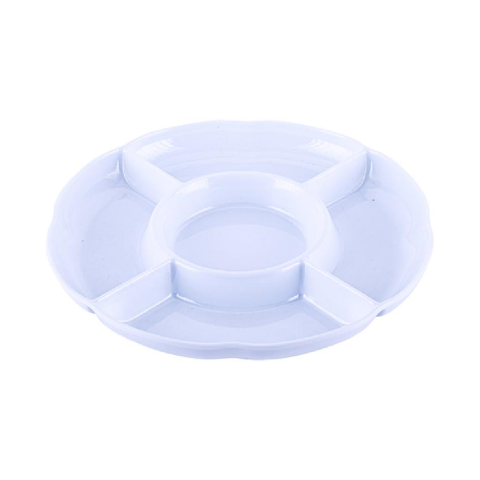 Melamine Platter Tray with 5 Section Divider Round Ø28cm × 3cm(h) - White