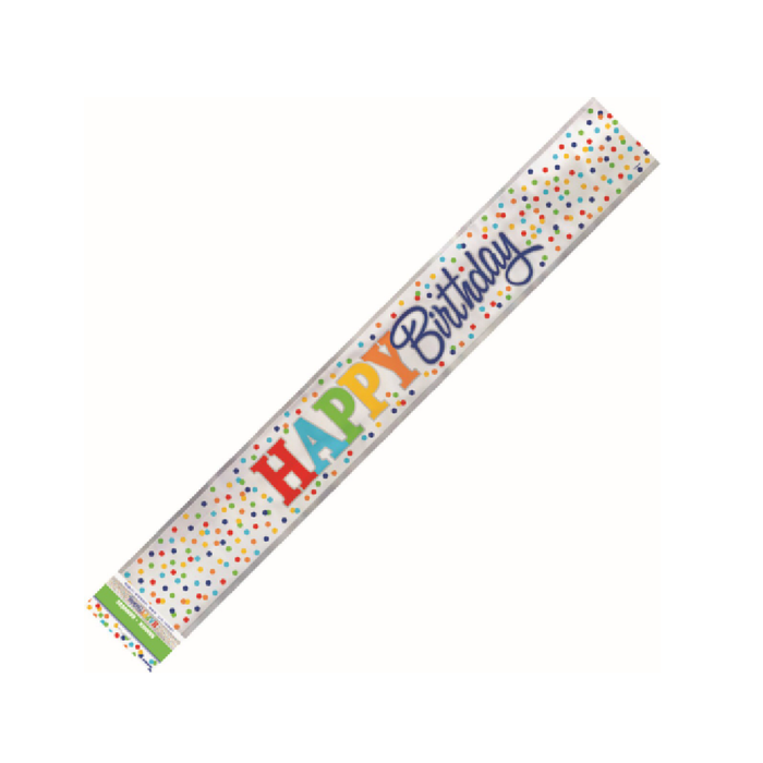 Rainbow Polka Dot "Happy Birthday" Foil Banner 3.65m (12')