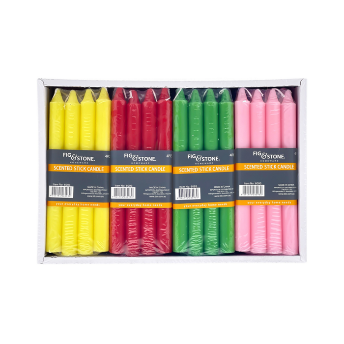 Scented Candlestick Set 4pcs - Assorted Colors