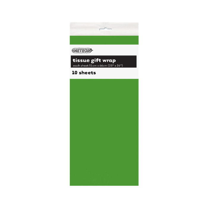 10 Gift Wrap Tissue Sheets - Lime Green