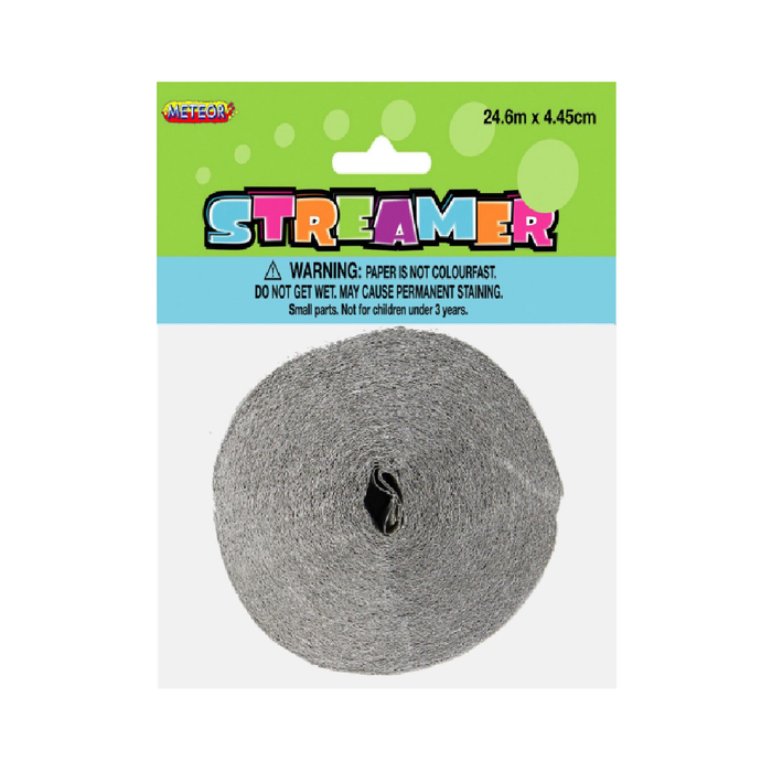 Crepe Streamer Silver 1 x 24m (81ft)