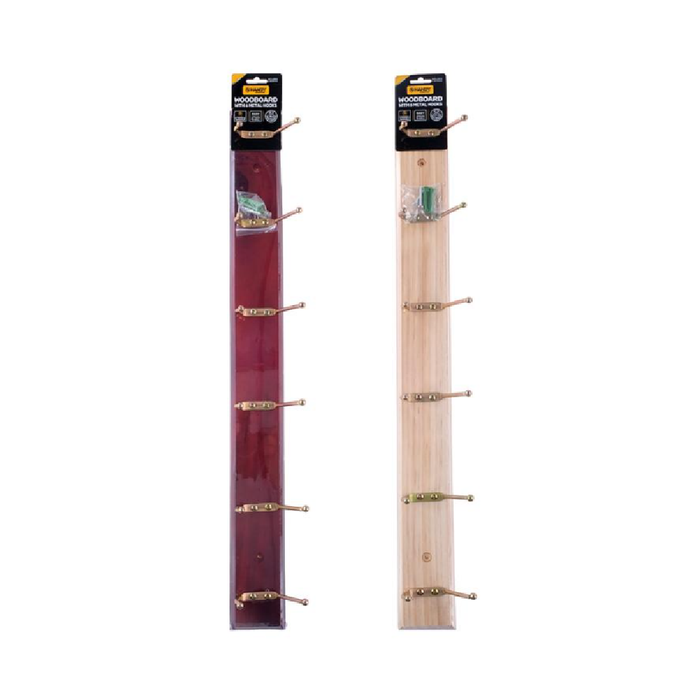 Woodboard With 6 Metal Hooks