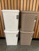 50L laundry hamper basket with swing lid and modern woven aerated plastic design