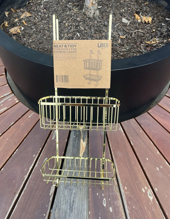 Gold 2 Tier Shower Caddy modern chic bathroom organizer
Stylish gold bathroom storage rack with two tiers
Young chic modern style gold shower caddy hanging in shower
Elegant gold shower organizer for bathroom essentials
Luxury gold finish shower caddy for modern homes
