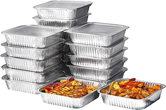 Disposable aluminium meal prep container with secure lid