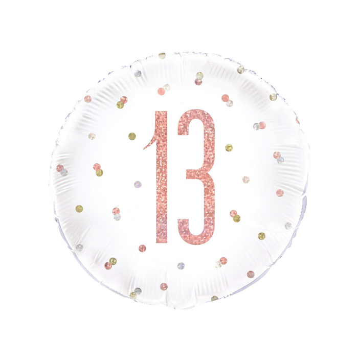 Rose Gold "13" 45cm (18") Foil Balloon - Packaged