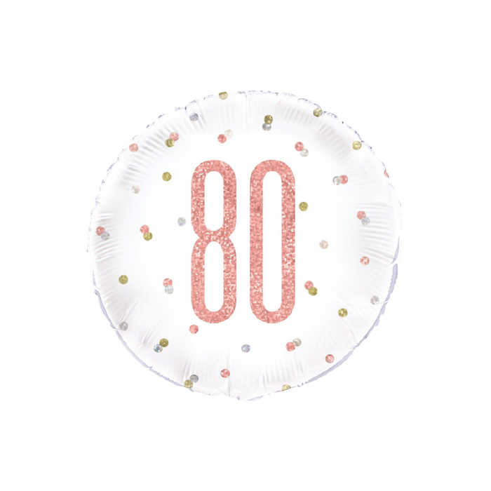 Rose Gold "80" 45cm (18") Foil Prismatic Balloon Packaged