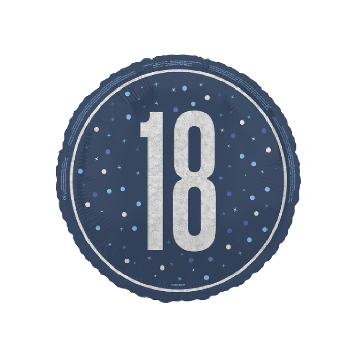 Blue "18" 45cm (18") Foil Prismatic Balloon Packaged