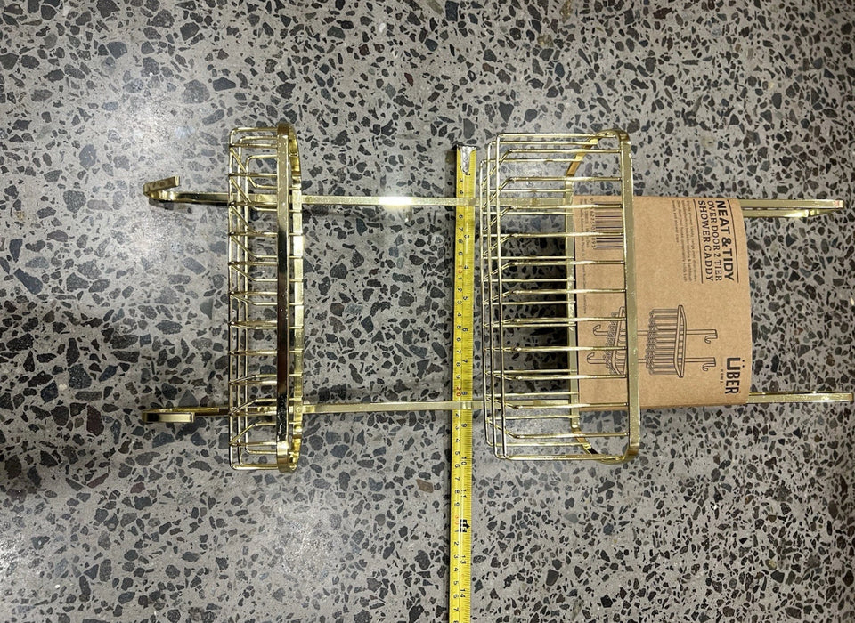 Gold Shower Caddy 2 Tier – Modern Chic Bathroom Storage Rack for Young Stylish Homes