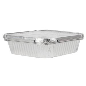 Square Foil Tray with Lid – 24 x 24 x 3.5cm Disposable Aluminium Baking Pan for Lasagna, Meal Prep & Catering 4pack