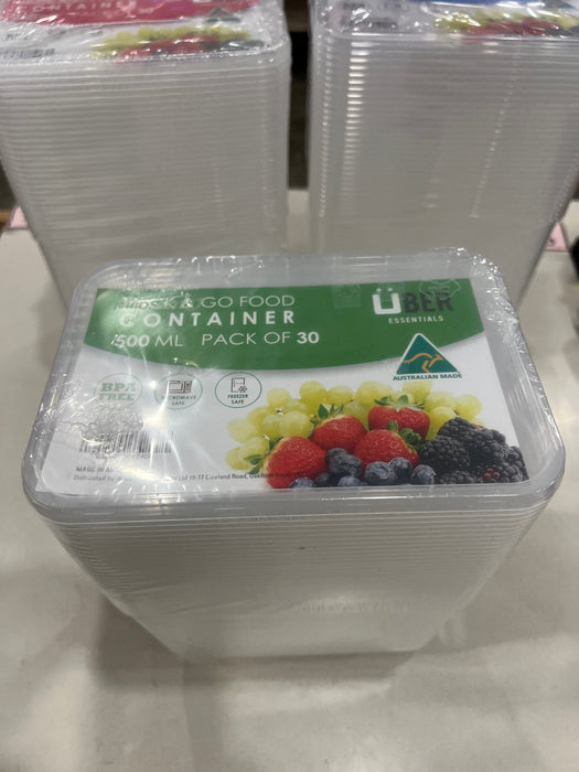 30-Pack 500ml Reusable Take Away Containers – BPA Free, Microwave & Freezer Safe – Made in Australia