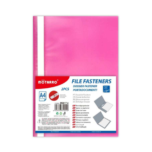 A4 Lateral File with File Fastener Pink 2pcs