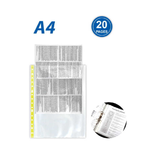A4 Sheet Protector Yellow Color Spine 20pcs