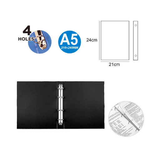 A5 4D-Ring Insert Binder Black 