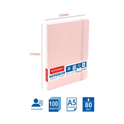 A5 Hard Cover Notebook 80g 100pages Pink