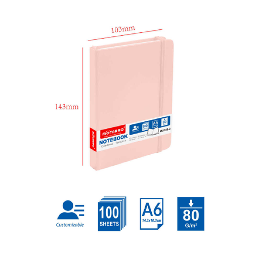 A6 Hard Cover Notebook 80g 100pages Pink