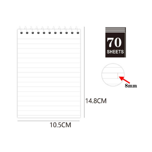 A6 Top Spiral Notebook 70g - 70 Sheets