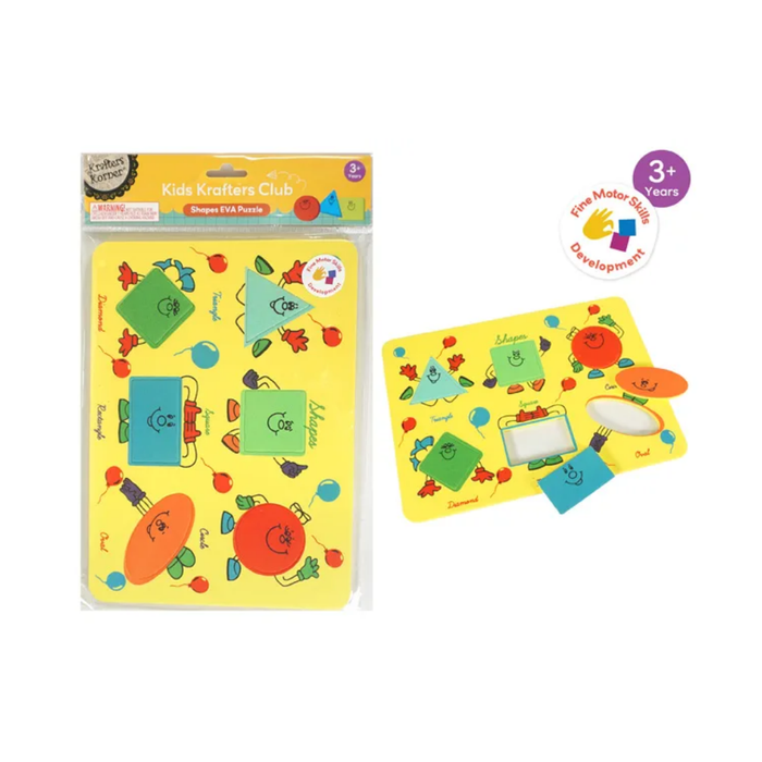 Club Geometric Shapes EVA Foam Slot Puzzle – Educational Geometric Shape Sorting Board Toy for Ages 3+