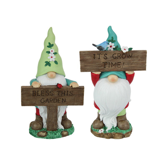 Bearded Gnome with Garden Sign Figurine | Gnome and Bird Figurines by Casaliving&nbsp;