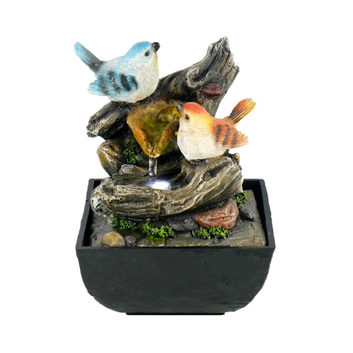 Decorative fountain with birds on a white background