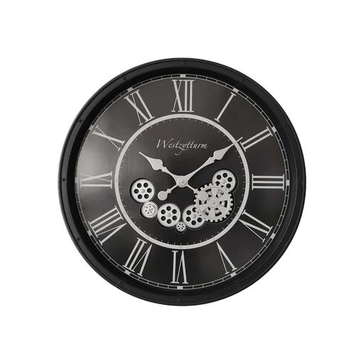 Black Clock with Moving Cogs (Window Box) | Clocks and Wall clocks by Casaliving&nbsp;