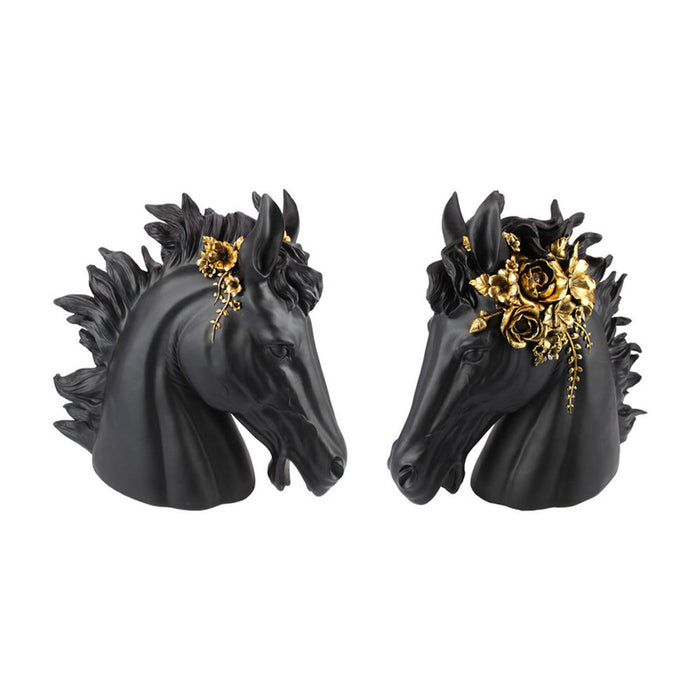 Black/Gold Horse Bust | Living room decorations by Casaliving