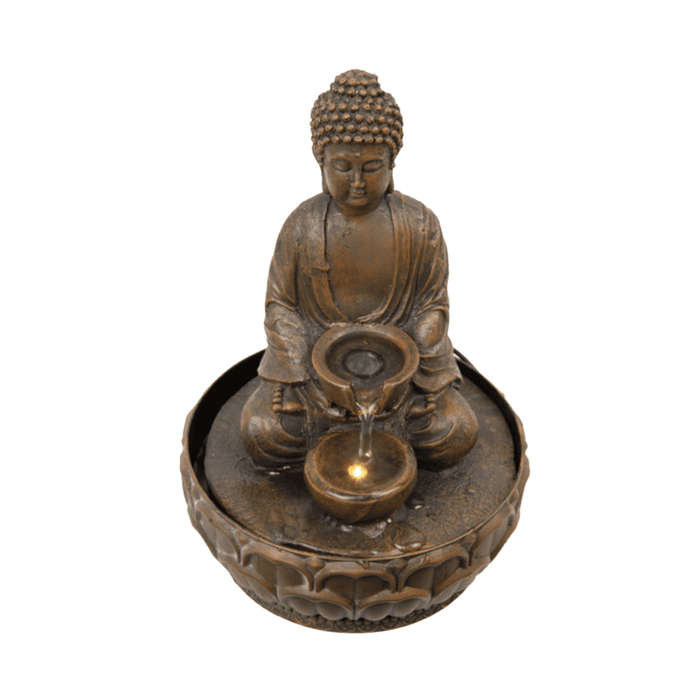 Brown Rulai Buddha Fountain with Light 29cm - Buddha Statues by Casaliving&nbsp;