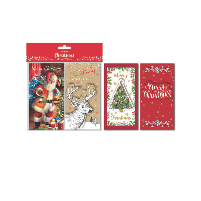 FSC MIX WALLET MONEY 4PK CHRISTMAS TRAD