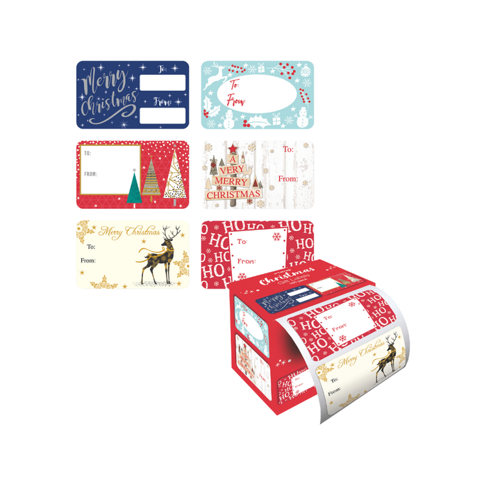 LABEL GIFT ROLL 150PK CHRISTMAS CONTEMP