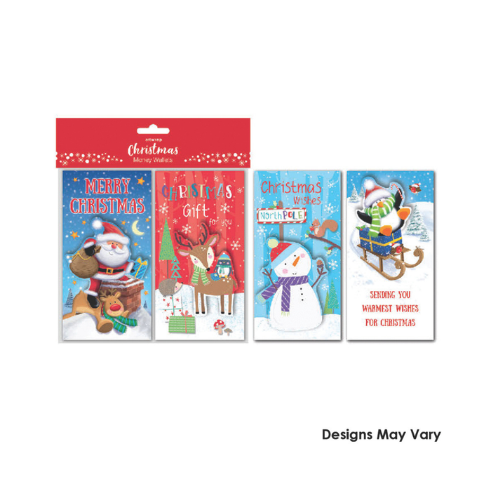 FSC MIX WALLET MONEY 4PK CHRISTMAS KIDS