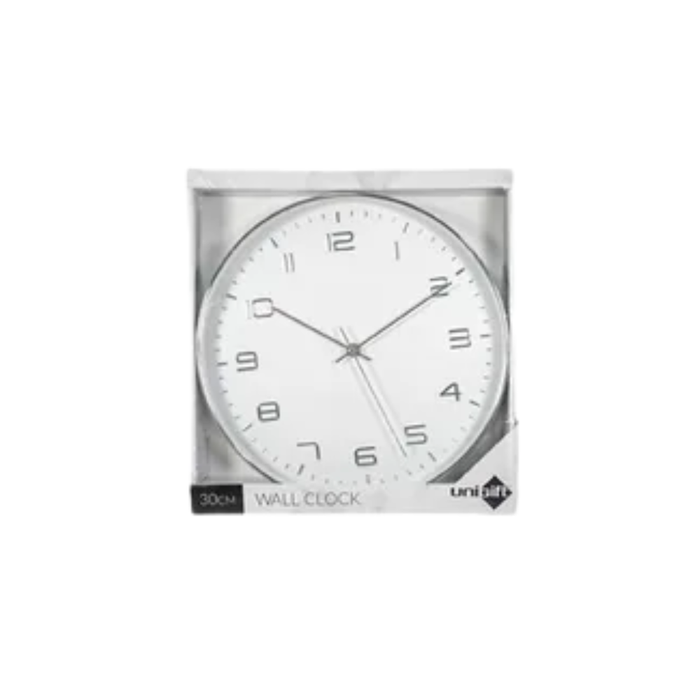 Classic Wall Clock 30cm (12 Inch) – Metallic Round Quartz Wall Clock in Gold & Silver