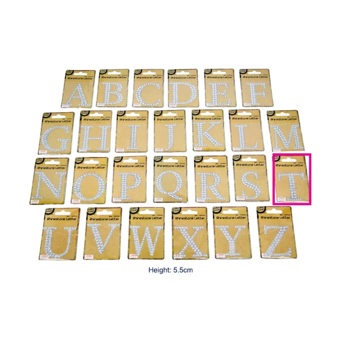 Adhesive Rhinestone Letters - T