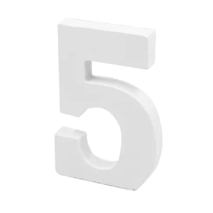 10cm White Numbers - 5 [144/12]