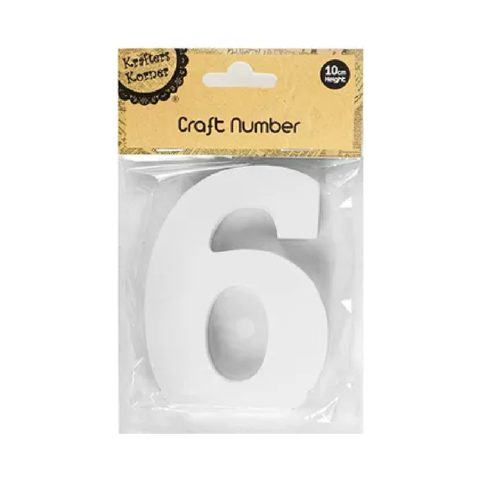 10cm White Numbers - 6 [144/12]