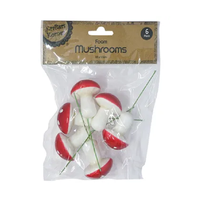 3.5cm Foam Mushrooms 6Pk [96/12]