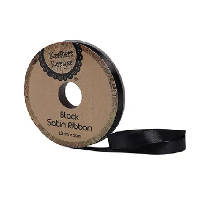 Satin Black Ribbon 10X10m [480/12]