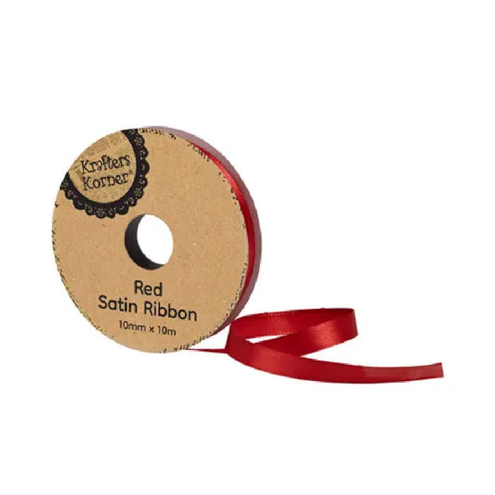 Satin Red Ribbon 10× 10m [480/12]