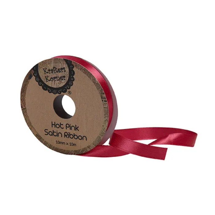 Satin Hot Pink Ribbon 10mm × 10m
