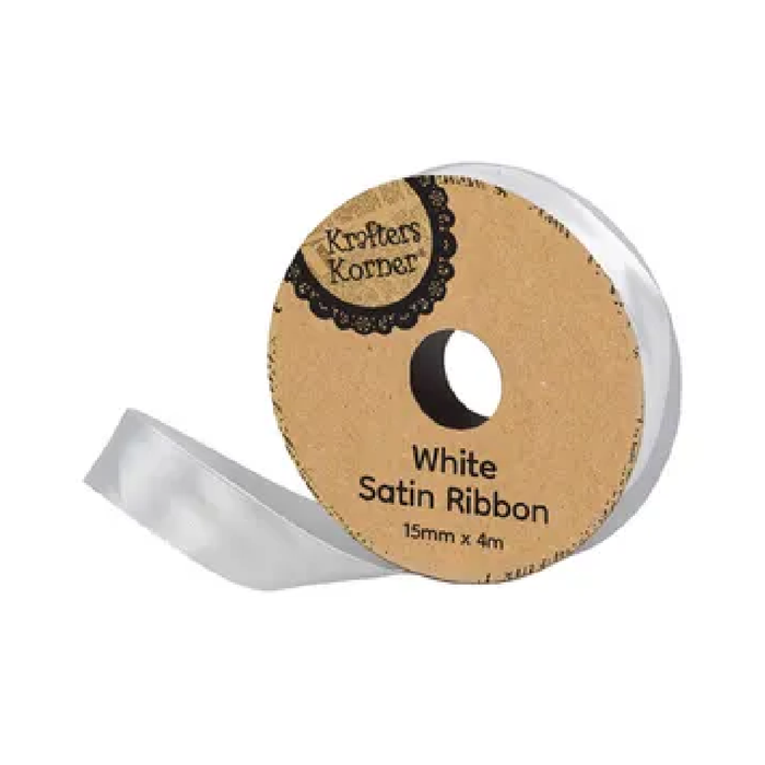 Satin White Ribbon 15× 4m [360/12]