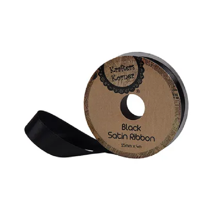 Satin Black Ribbon 15× 4m [360/12]